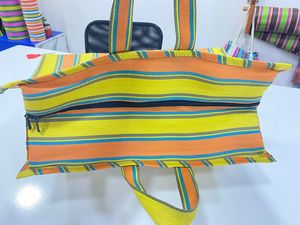 Mini bolsas de compras de PP tejidas de nailon Patrón de rayas ecológico Plástico de polipropileno reciclado sostenible reciclado en India-A granel - Product Image 3