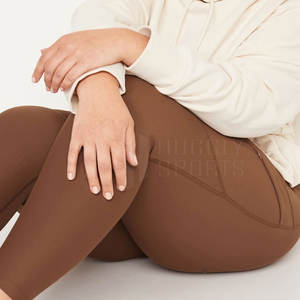 Novedad de 2025, mallas de Yoga transpirables de secado rápido de alta calidad para mujer con cintura elástica, mallas con patrón sólido - Product Image 4