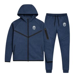 Conjunto Deportivo de Chaqueta con Capucha y Cremallera Completa y Pantalones Deportivos de Felpa Técnica para Hombre, Color Obsidiana, para Entrenamiento Atlético - Product Image 1