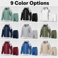 Ensemble de survêtement léger pour homme, personnalisé OEM, vente en gros, avec veste à capuche et short, idéal pour le sport et la course à pied