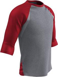 Camisa de béisbol de poliéster ligera de manga raglán de tres cuartos transpirable de secado rápido con inserción lateral de malla hecha en Pakistán - Product Image 4