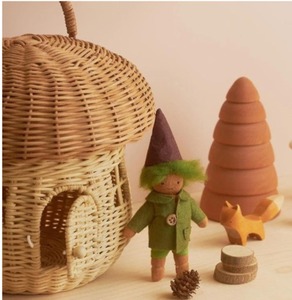 Beautiful Design Handmade Mushroom Shape Rattan <b>Basket</b> <b>With</b> <b>Lid</b> Natural Rattan <b>Storage</b> <b>Basket</b> Bin Organizer for Kids Room - Product Image 2