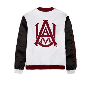 Alabama A & M University personalizado bordado Varsity Bomber chaqueta marrón negro satén piel de oveja transpirable de punto para invierno - Product Image 3