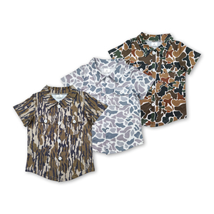 เสื้อเชิ้ตเด็กผู้ชายแขนสั้นลายพรางมีกระเป๋า ติดกระดุม แบบ OEM/ODM/RTS เสื้อผ้าเด็กผู้ชาย เสื้อผ้าเด็กผู้ชายสำหรับฤดูร้อน - Product Image 2