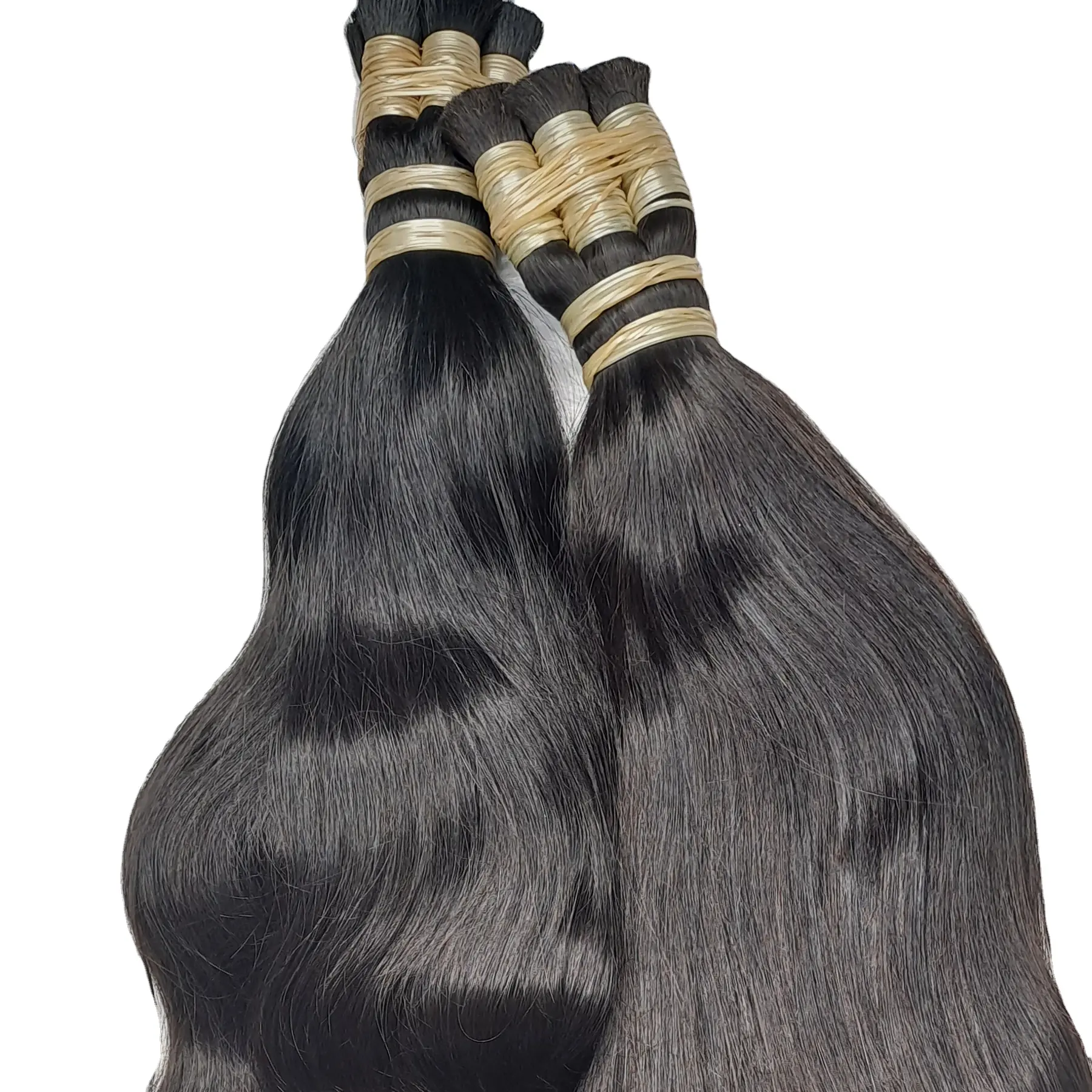 Cabelo Humano Pesado Longo Direto Remy ทอสีธรรมชาติจำนวนมาก100% Sedoso Para Trancas Sem Tramas