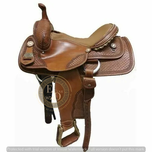 Silla de montar SAISHAS Premium para carreras de barriles y espectáculos ecuestres, hecha a mano, ligera, de cuero genuino, cómoda para rendimiento en rodeo. - Product Image 2