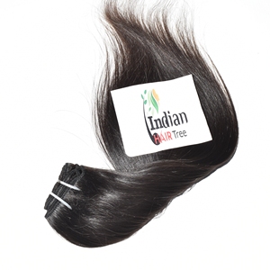 Cheveux humains indiens vierges 100 % naturels, bruts, non traités, à cuticules alignées, noirs, lisses, double trame, avec style de tissage naturel - Product Image 4