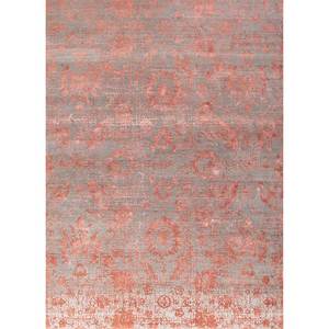 Alfombra Kavi Roja Floral de Lana y Seda de Bambú Anudada a Mano, Naranja y Roja, para Hogar o Pasillo, Rectangular, Modelo 3D-Esk-624 - Product Image 1