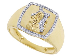 Bague pour homme Jésus avec la croix en or rose 10 carats sertie de diamants de laboratoire, style hip-hop tendance, bijoux de mode - Product Image 3