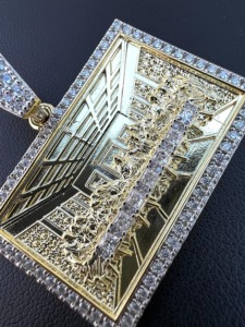 Luxury VVS Moissanite Diamond Gold Plated 925 Sterling <b>Silver</b> Iced Out Hip Hop Pendant Luxury Jewelry Manufacturer From India - Product Image 3