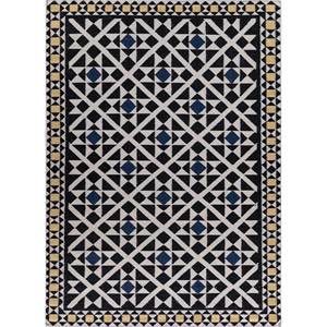 พรมขนสัตว์ทอลายเรียบอัลฮัมบราสีเทาและสีดำลายเรขาคณิตสำหรับบ้าน-ADWL-13161 - Product Image 1