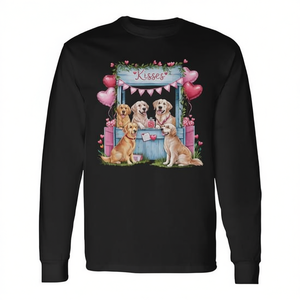 T-shirt à manches longues pour les amoureux des chiens, Golden Retriever et cœurs de la Saint-Valentin pour la Saint-Valentin, polos pour les promotions - Product Image 2