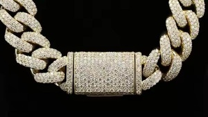 Chaîne à maillons cubains en argent de luxe entièrement glacée D couleur VVS clouté Moissanite testeur de diamant pour mariage - Product Image 5