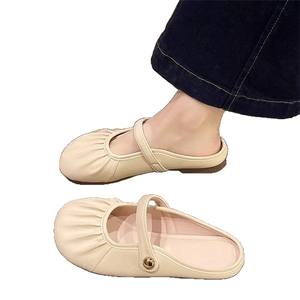 Chaussures de plage ouvertes polyvalentes et tendance avec doublure en maille pour le printemps et sandales plates décontractées pour femmes - Product Image 5