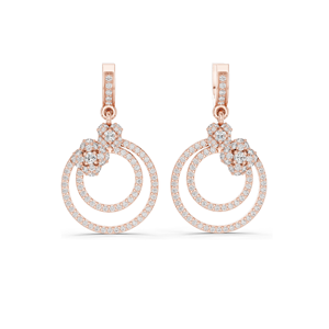 1.084 CT Lab Diamond Double <b>Hoop</b> <b>Floral</b> Earrings Round Brilliant Cut 10KT, 14KT, 18KT Gold & 925 Silver Rose, Yellow, - Product Image 3
