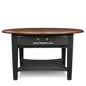 Table basse moderne en bois massif rustique ronde en chêne antique au design rond Table basse ronde classique de luxe pour le salon et les hôtels - Product Image 4