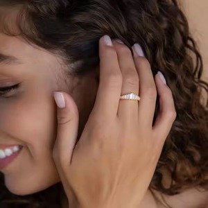 Luxury 14k Yellow Gold Wedding Band <b>Women</b> Vvs Lab Grown Diamond <b>Ring</b> <b>Statement</b> <b>for</b> Bridal Jewelry Engagement Moissanite <b>Ring's</b> - Product Image 4