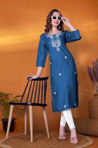 Ethenic Wear's New Design Modern Rayon Slub Quick Dry <b>Kurta</b> <b>for</b> <b>Women</b> Trendy <b>for</b> Office College Parties & Wedding - Product Image 3