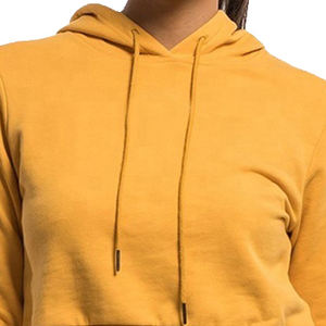 Sweat à capuche pour femme avec doublure en polaire 45% coton 55% polyester, couleur jaune, vente en gros sur mesure - Product Image 2