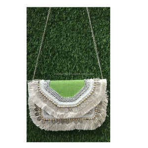 Bolso de mano de lona hecho a mano bohemio para mujer, bandolera de hombro con cremallera de estilo playero de Verano Indio para compras nocturnas - Product Image 4