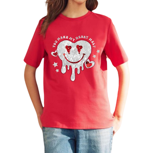 Designer New Valentine Collection Custom All Sequin Handwork Vente chaude Design personnalisé T-shirts à manches courtes pour femmes - Product Image 2