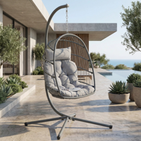 Patio Jardin Siège Unique Oeuf Chaise Extérieure Rotin Balançoire Chaise Suspendue Avec Support Oeuf Chaise