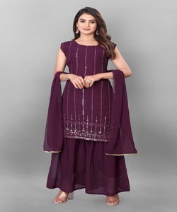 Ensemble Sharara en coton de qualité supérieure, travail de tissage, multicolores, dernier design fantaisie, comprend un haut et un dupatta pour les mariages et les occasions festives, en stock - Product Image 6