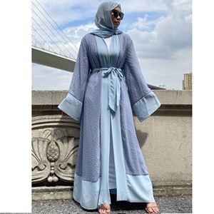 Turquía Kimono estilo árabe Abaya Kaftan turco EID ropa islámica modesta Dubai elegante seda brillante abierto Abaya mujeres musulmanas Dre - Product Image 2