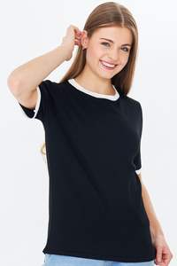 Blusa de Verano de Punto con Cuello Redondo y Manga Corta para Mujer, Cómoda y Elegante, Transpirable, a Rayas, de Alta Calidad, Servicio OEM - Product Image 2