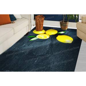 Lemon Pattern <b>Rugs</b>, Trendy Yellow <b>Rug</b>, Modern <b>Chenille</b> Printed <b>Rug</b>,Nonwoven Soft <b>Rug</b> - Product Image 4