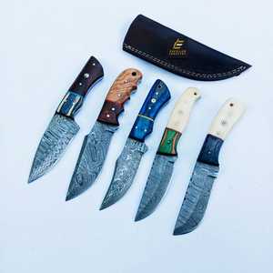 Couteau de chasse en acier damas fait à la main avec manche en os et bois lame fixe de taille personnalisée pour couteau Skinner de Camping - Product Image 1