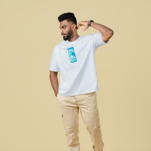 T-shirt en coton 100% de qualité supérieure, confortable, en tissu éponge, motif uni, impression personnalisée, coupe ample, col rond, style streetwear, 180g - Product Image 4