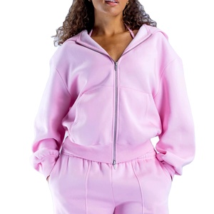 Custom Embroidery Logo Heavyweight Fleece Regular Fit Double Ended Zip Pullover Hoodies Set Four-Way Stretch <b>Tracksuit</b> - Product Image 3