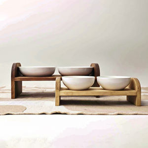 Accessoires d'alimentation pour animaux de compagnie bol en bois naturel pour chat et chien support en bois pour bols de nourriture à eau élevée - Product Image 5