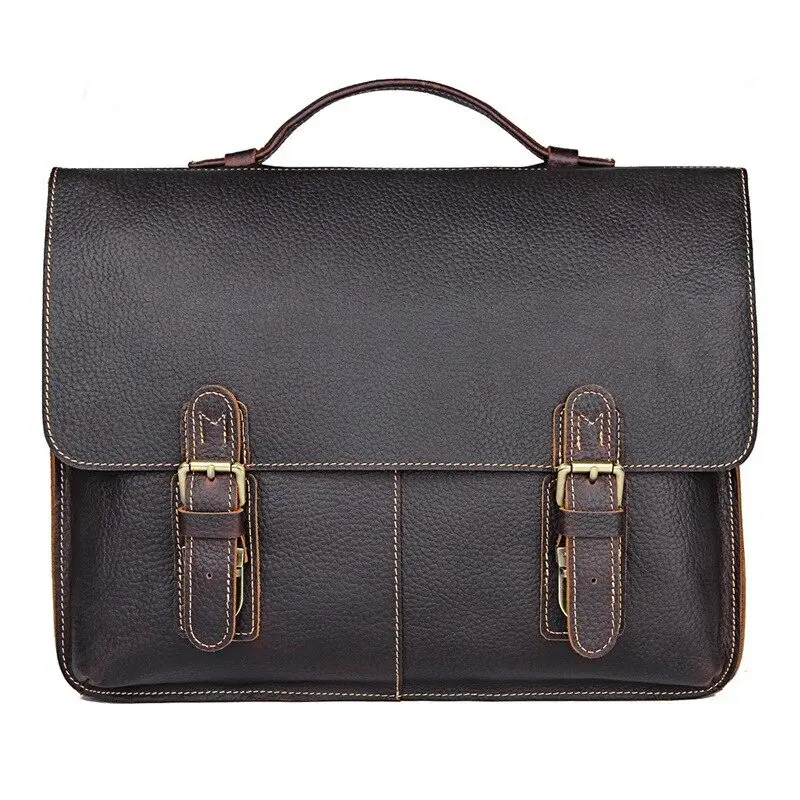 Top Quality Men Handbag Real Leather Antique Style Briefcase Business 15.6" Laptop Cases Attache Messenger Bags Portfolio