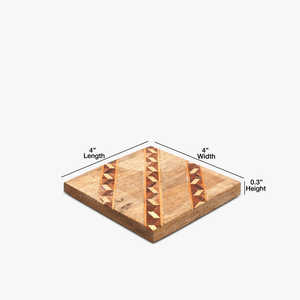 Sous-verres carrés en bois d'acacia Protection du dessus de table Comptoir et surfaces Taille 4 x 4 pouces - Product Image 3