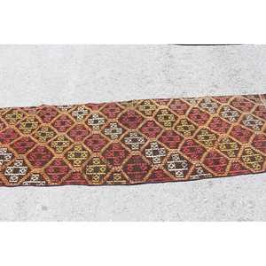 พรมวิ่งสไตล์ตุรกี ขนาด 2.3x9 ฟุต พรมวินเทจสีน้ำตาล พรมขนสัตว์คิลิม - Product Image 3