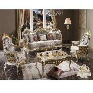 Magnificence Double Ensemble de Canapé Sculpté pour Salon Indien Fait à la Main Luxueux Ensemble de Canapé Meilleur Haut de Gamme Sculpté Blanc Or Pol - Product Image 1