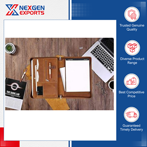 Ready Stock Available Standard Quality Waterproof Leather Portfolio <b>Folder</b> 15 Inches Zipper Closure Customizable Available Bulk - Product Image 4