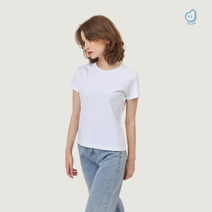 เสื้อยืดครอปทรงเข้ารูปสำหรับผู้หญิง คอผูกโบว์ แต่งแถบตาข่าย ผ้าคอตตอนเจอร์ซีย์ระบายอากาศได้ดี ไซส์ XXS-XL - Product Image 2