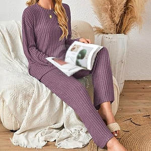 Ensemble de pyjama élégant en tissu modal pour femmes Ensemble de salon polaire personnalisé en peluche grande taille - Product Image 5