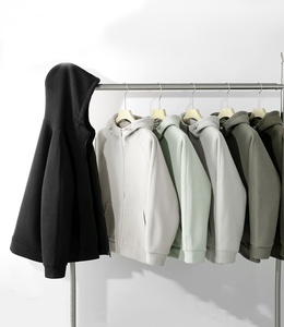 Sudaderas con cremallera de felpa gruesa personalizables para hombre para otoño e invierno, ropa de trabajo de ganchillo sólida, opciones de bordado de logotipo - Product Image 5