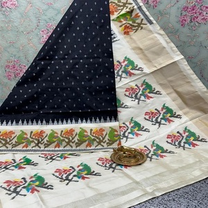Attractive Women's Silk Saree with Unstitched Blouse Jacquard Weaving Border Indian Pakistani Fashion In-Stock Made in India - Product Image 1