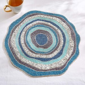 Handcrafted Glass <b>Beads</b> Placemat With Elegant Beaded Design Satin Cloth for <b>Baking</b> & Tabletop Gift for Friends & Family - Product Image 2