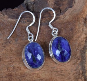 Boucles d'oreilles pendantes en argent sterling saphir bleu, pierre de naissance de septembre, bijoux artisanaux en pierres précieuses, cadeau pour femme, idéal pour les fêtes - Product Image 6