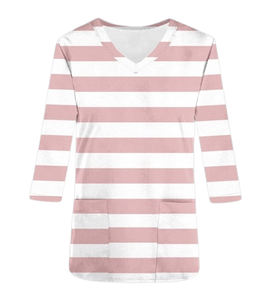 Camiseta de manga larga con cuello en V de punto informal de talla grande para mujer, 100% de algodón, transpirable, de secado rápido, bordado sólido, personalizable - Product Image 4