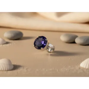 Anillo de Plata 925 para Mujer con Gema Azul, Engaste de Bisel Personalizable, Pieza Destacada - Product Image 1