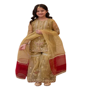 Robe fantaisie readymade pour enfants (pour filles) Robe en organza readymade de qualité d'exportation Robe pakistanaise respirante pour enfants - Product Image 1