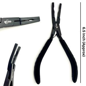 Pinzas Profesionales de Acero Inoxidable de 6.5 Pulgadas con Punta Curva para Remover Extensiones de Cabello con Queratina, Color Negro, Fuerte Sujeción, Duraderas - Product Image 1