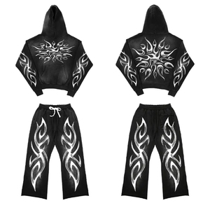 Survêtements pour hommes dtg dtf imprimé survêtement de gym respirant coupe ajustée deux pièces tenue de jogging décontracté athlétique polyester 2025 - Product Image 2